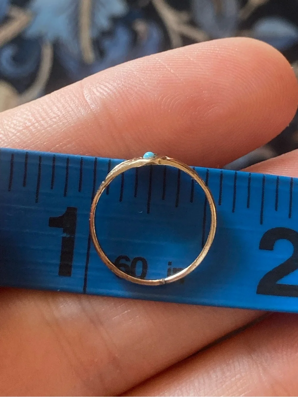 Antique Victorian Turquoise Gold-Filled Ring, Tiny Size, As Is